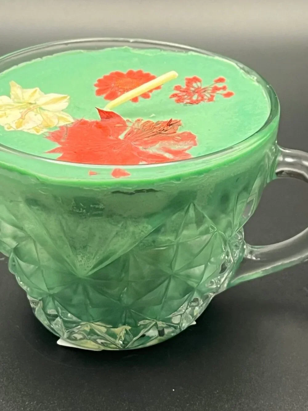 Pressed Botanical Glass Teacup Candle Garden Party